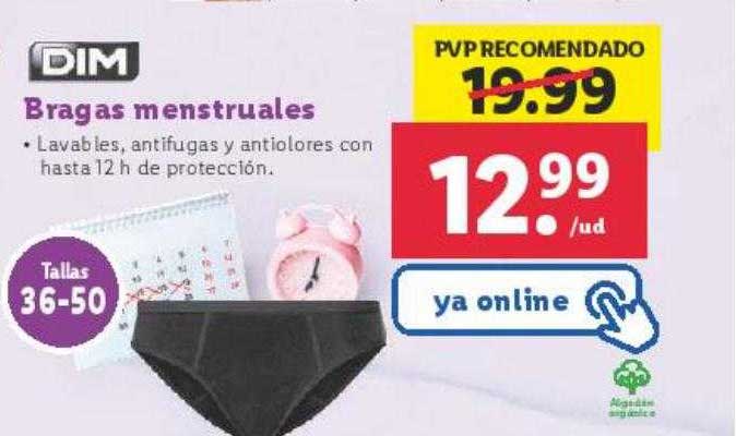 dim braga menstrual vendido sobre lidl